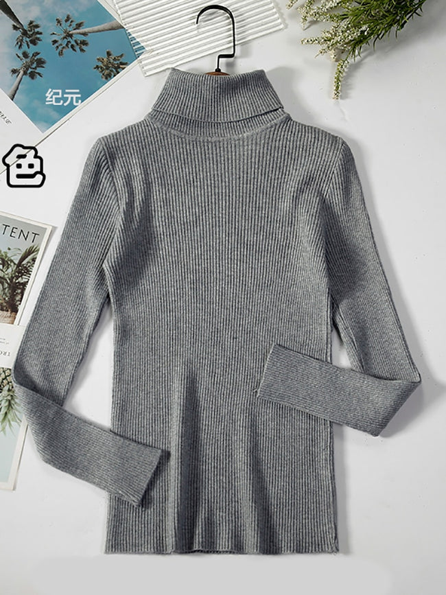 Grey ribbed highneck