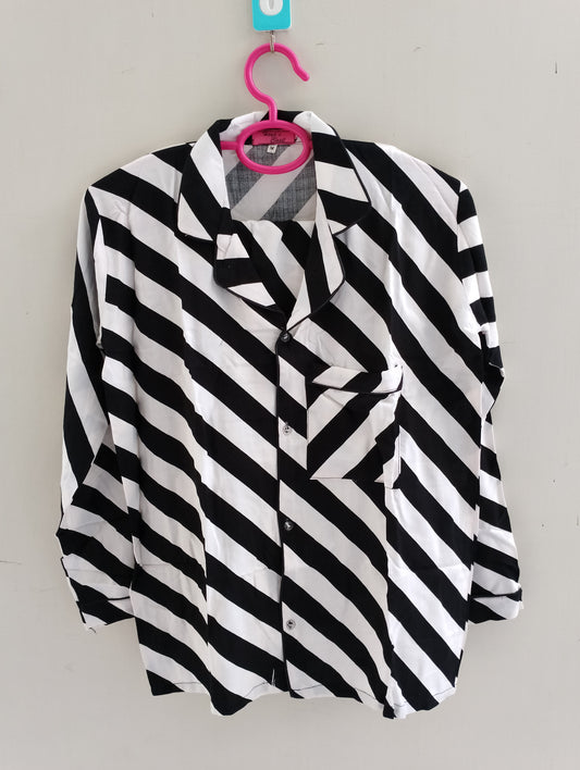 Black white diagonal stripes pj suit